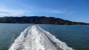 Ferry boat transporting passengers and bikes from Sausalito